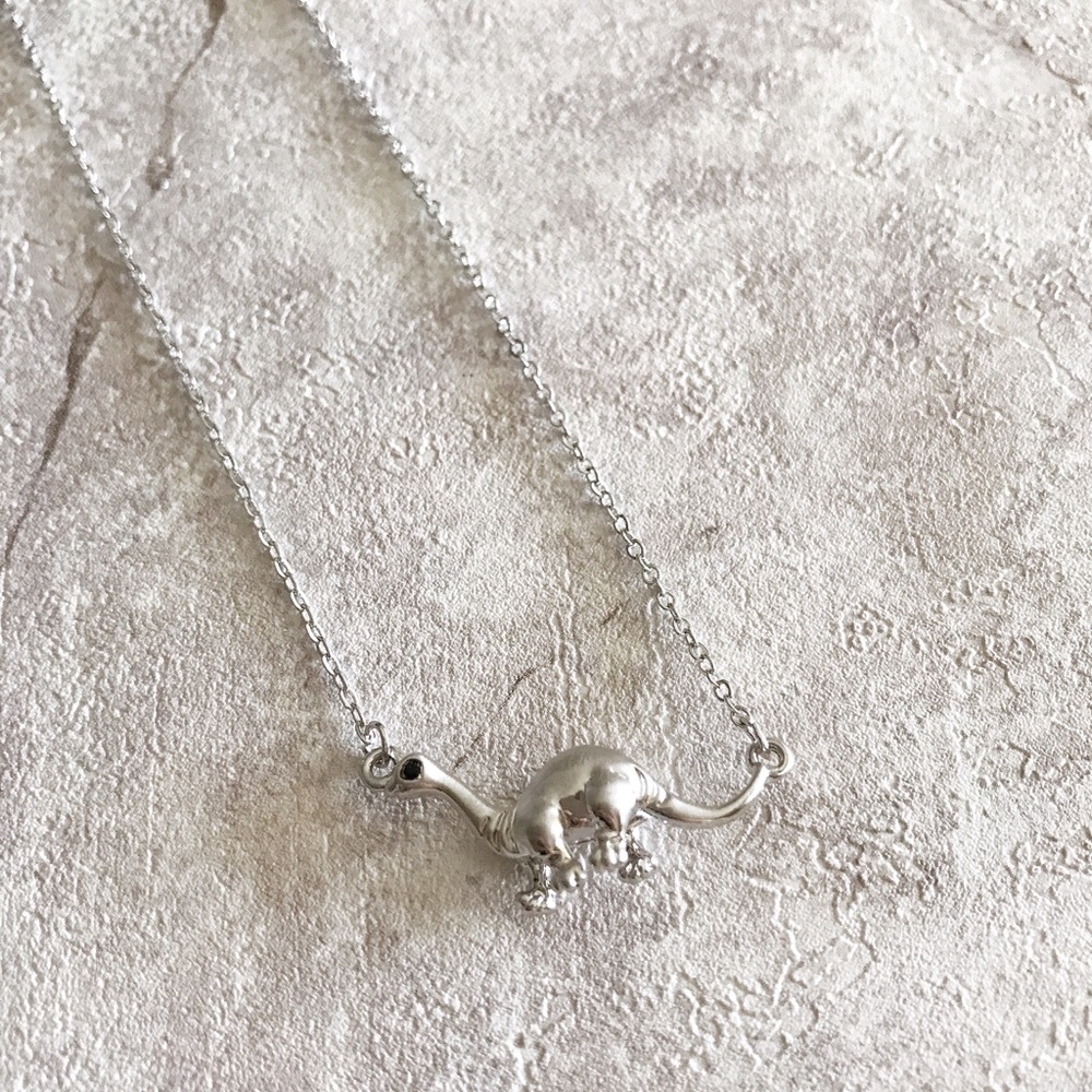 Frosted Silver Dinosaur Necklace